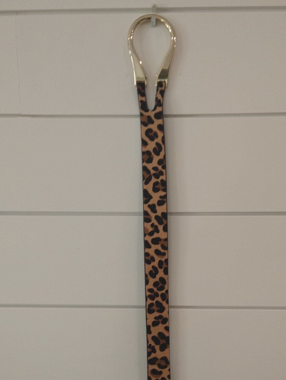 Leopard Print Chicos Women's Calfhair Leather Belt with Gold Hardware